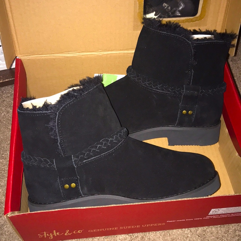 Style & Co suede booties. Size 6. Brand new, never worn, with box